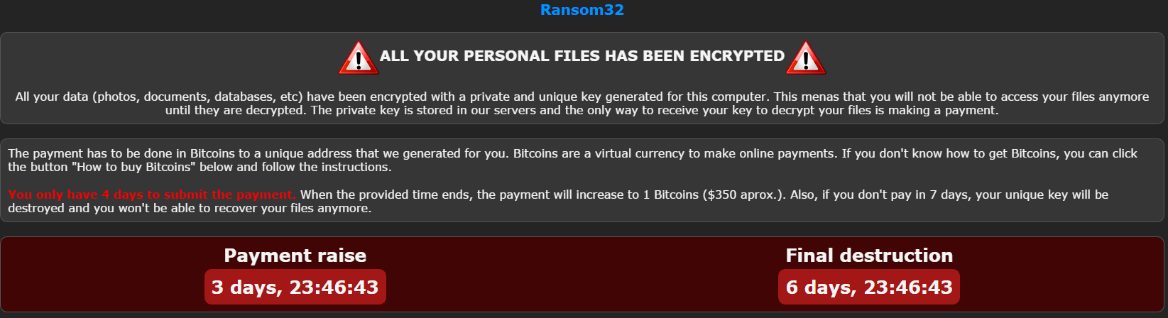 Ransom32 – A RaaS that could be used on multiple OS